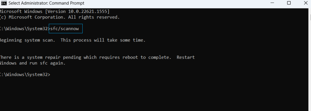 windows SFC Scan